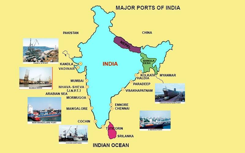 major ports in india map